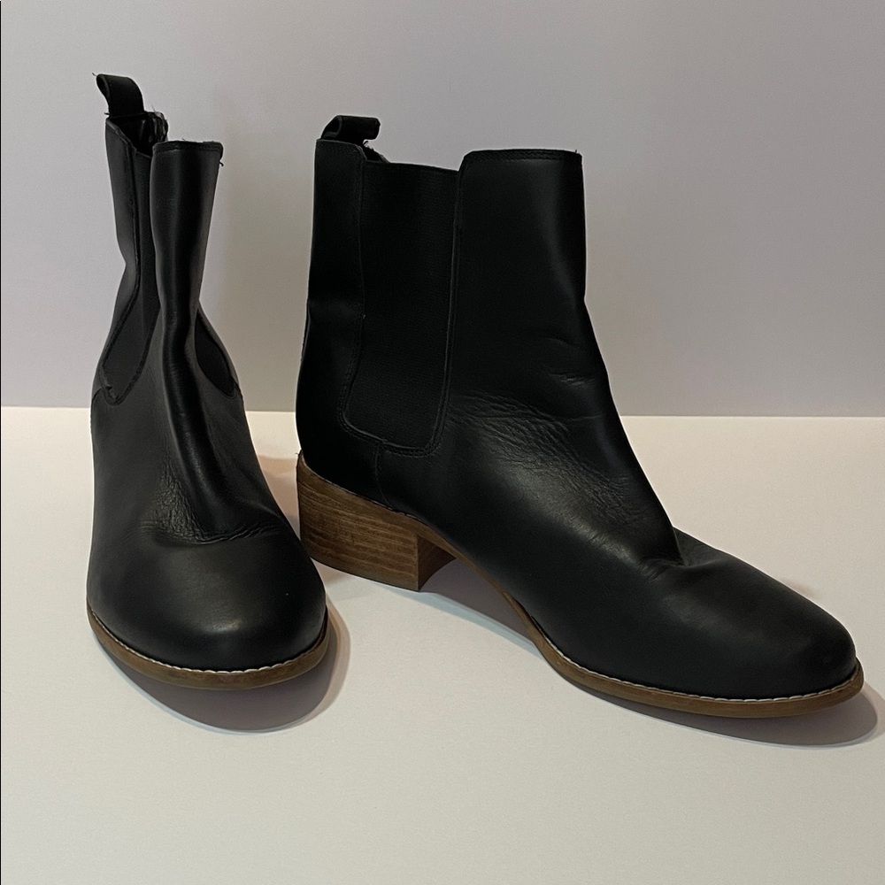 GAP Black Ankle Booties with Wood Heel